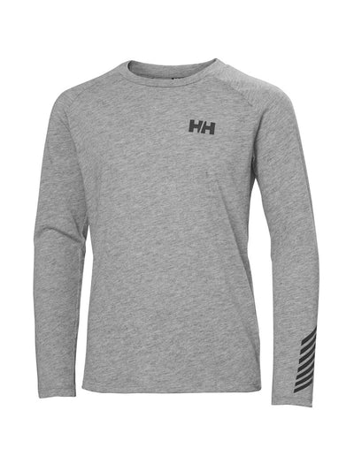 Helly Hansen Jr Loen Tech LS Top pitkähihainen t-paita harmaassa värissä edestä kuvattuna