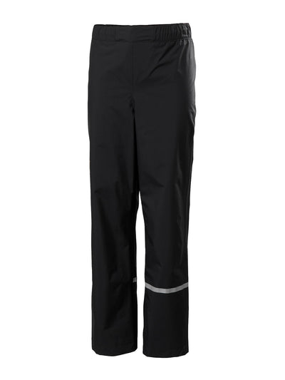 Helly Hansenin Jr Shelter HT Pants, lasten ja nuorten mustat kuorihousut edestä kuvattuna