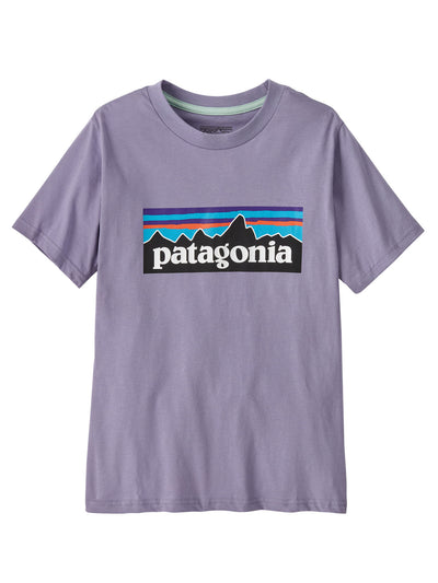 Lasten Patagonian P-6 logo t-paita Concrete Purple -sävyssä