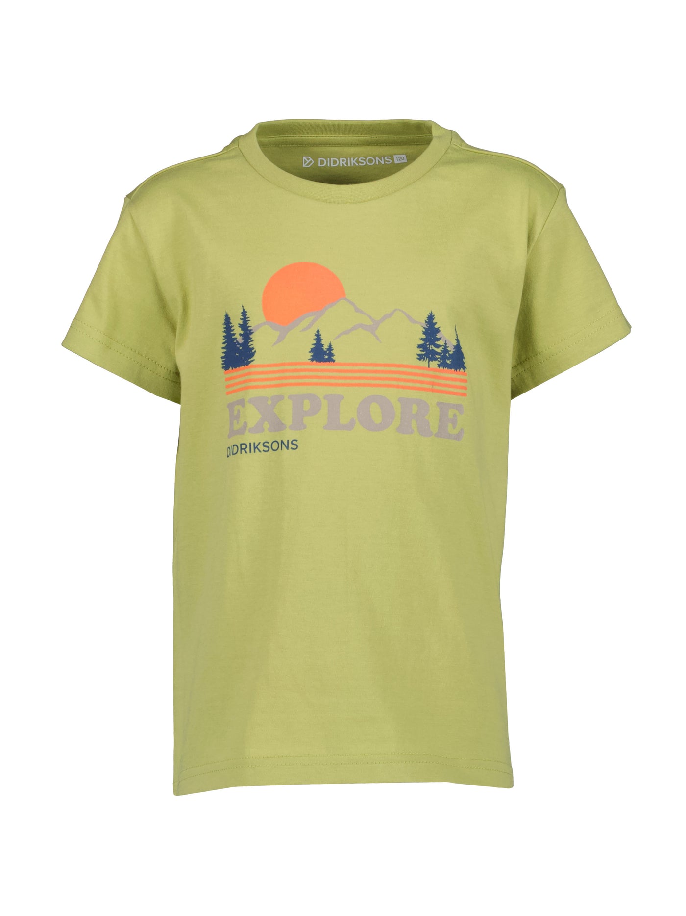 Didriksonsin lasten ja nuorten Mynta logo t-paita vaaleanvihreässä sävyssä edestä kuvattuna