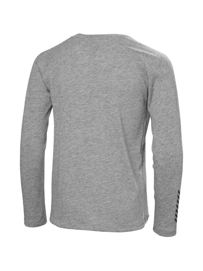 Helly Hansen Jr Loen Tech LS Top pitkähihainen t-paita harmaassa värissä takaa kuvattuna