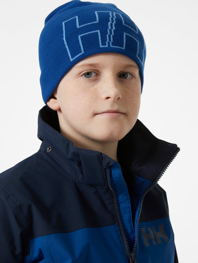Helly Hansenin nuorten Sogndal takki värissä Deep Fjord pojan päällä lähikuva