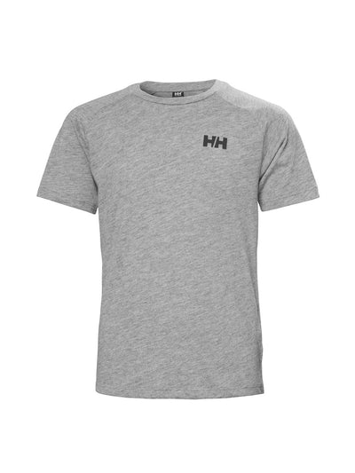 Helly Hansenin Loen teknillinen t-paita harmaassa sävyssä, jossa on merinovillaa seassa. 