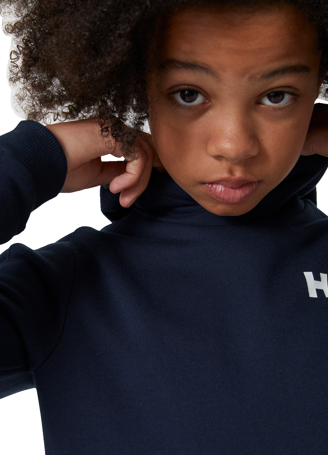 Helly Hansen Junior Active Hoodie tummansininen huppari värissä Navy lähikuva pojan päällä