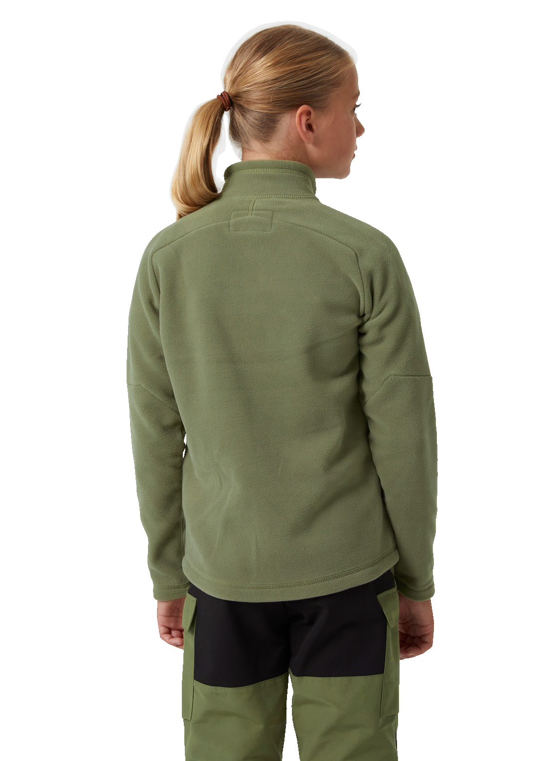 Helly Hansen Junior Daybreaker 2.0 fleecetakki värissä Lav Green tytön päällä takaa kuvattuna