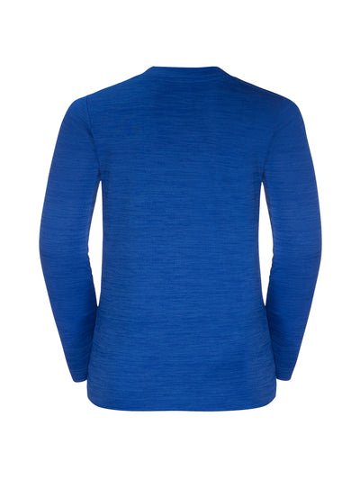 Jack Wolfskinin lasten Vargen Longsleeve pitkähihainen tekninen paita värissä Active Blue takaa kuvattuna