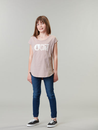Picture Organicin lasten ja nuorten t-paita värissä Deauville mauve tytön päällä edestä kuvattuna