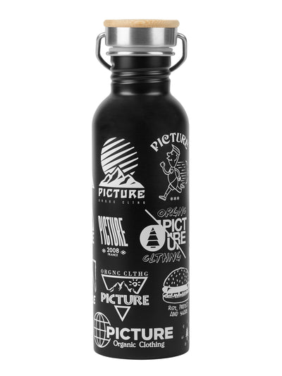 Picture Organicin Hampton juomapullo mustana valkoisilla kuvioilla