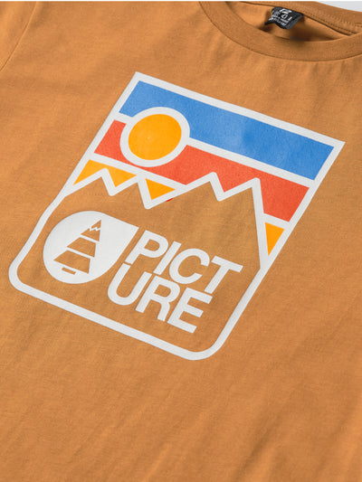 Picture Organicin Nausta lasten ja nuorten t-paita logo lähikuvassa värissä  pumpkin sky 