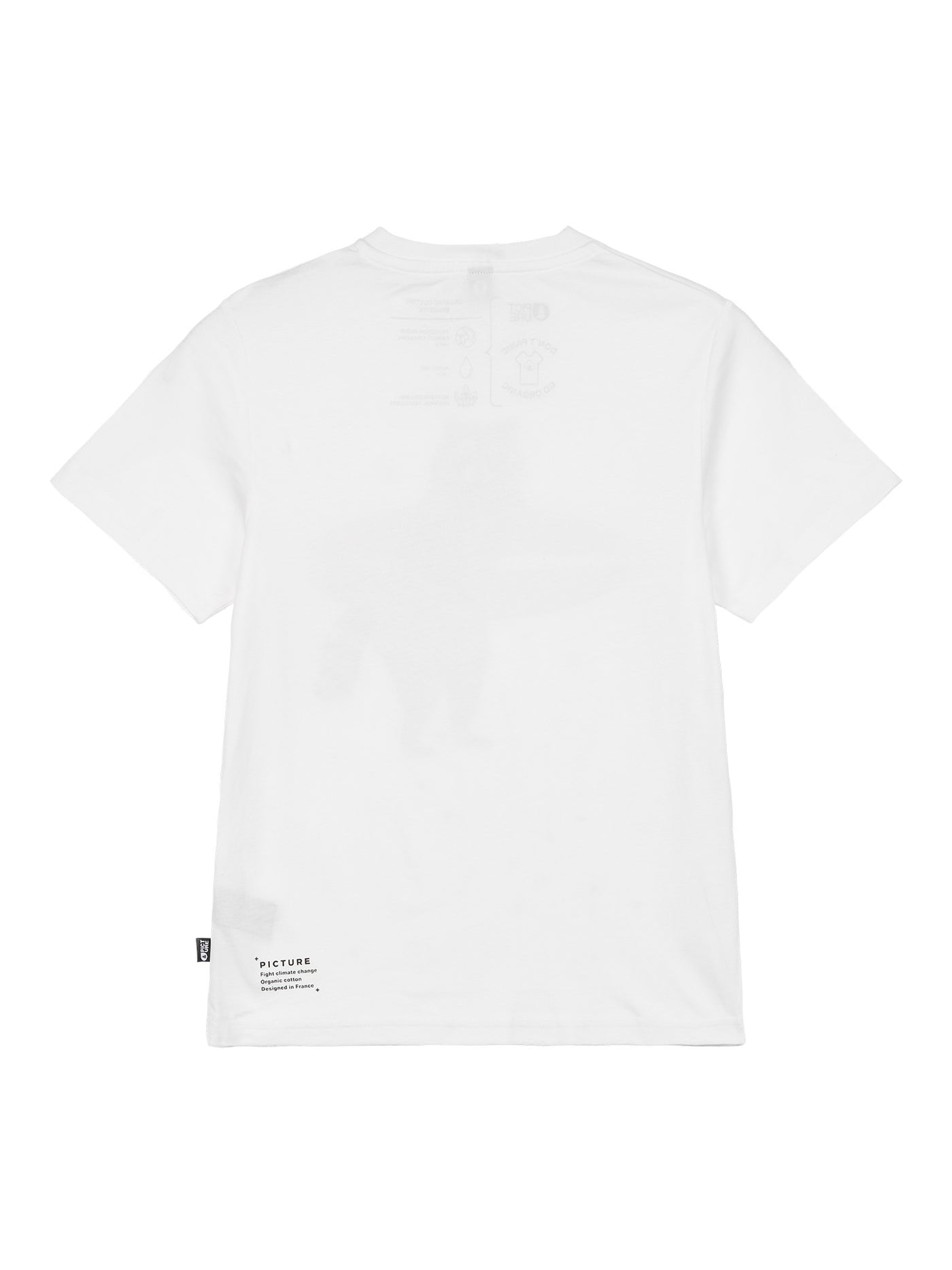 Picture Organicin Lasten ja nuorten Rackurf valkoinen t-paita takaa kuvattuna