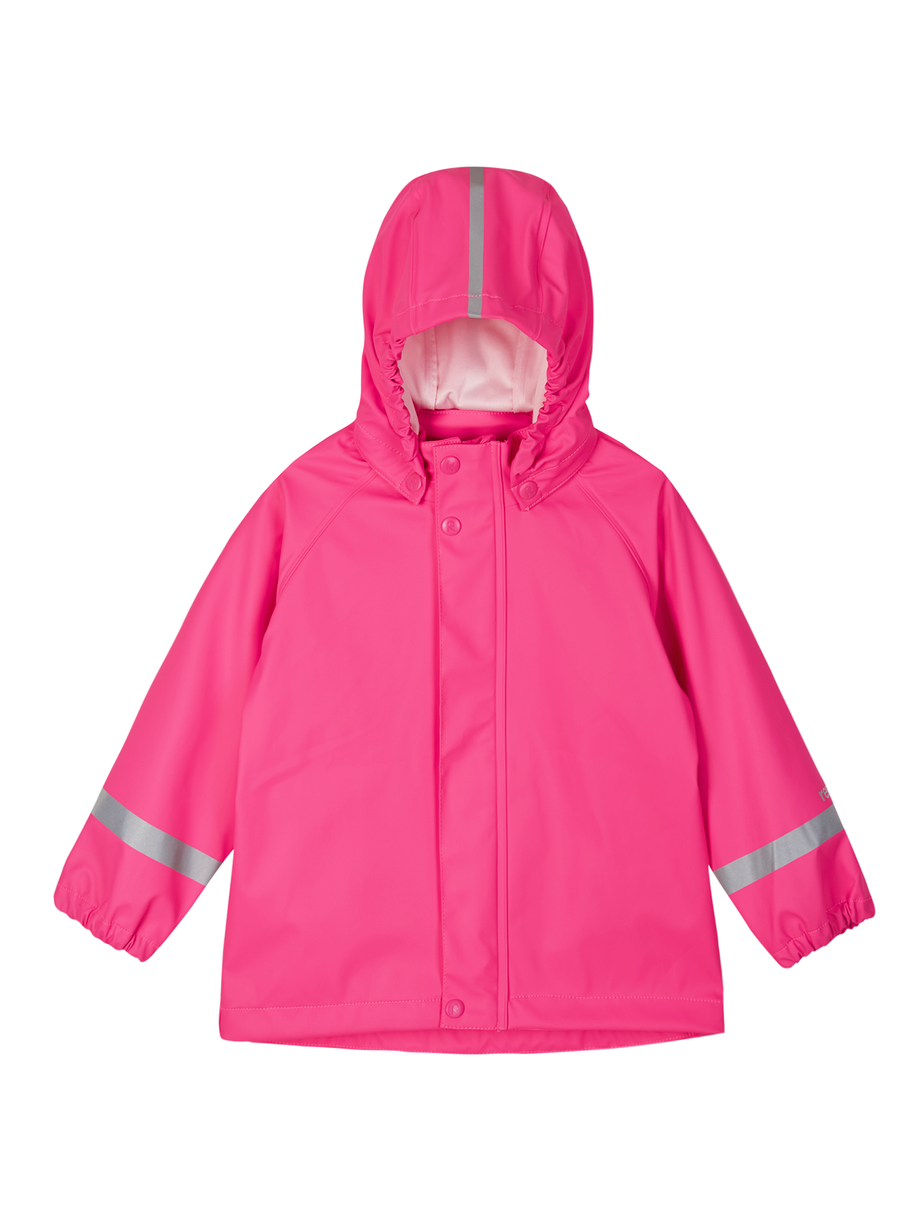 Reima Lampi lasten sadetakki värissä Candy pink huppu ylhäällä