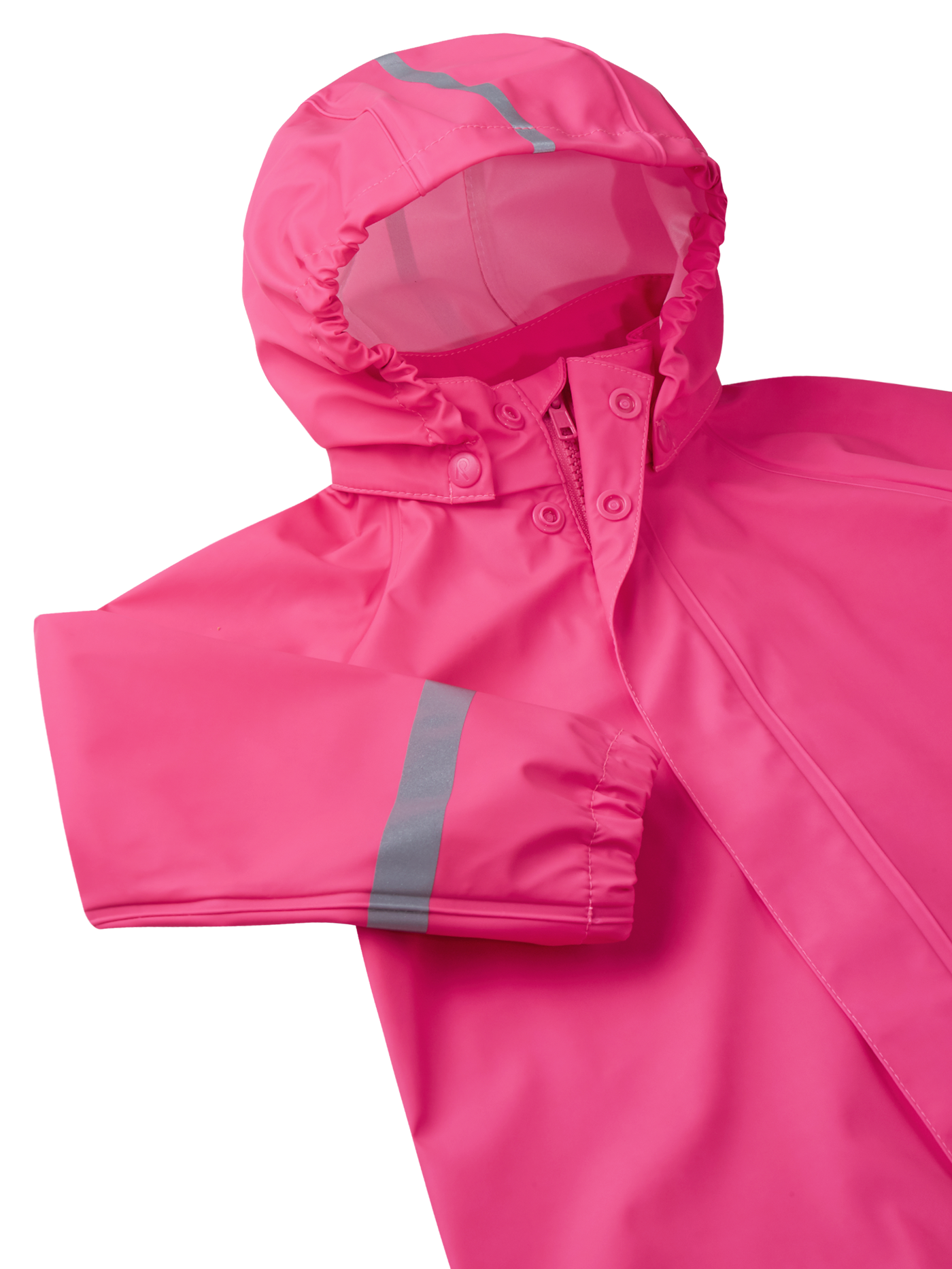 Reima Lampi lasten sadetakki värissä Candy pink lähikuva hihasta