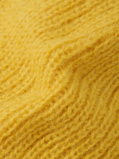 Reima Pilvinen mohairpipo värissä Amber Yellow lähikuva materiaalista