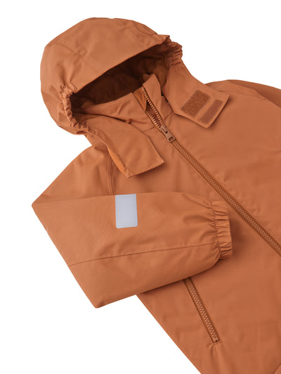Reima Reili toppatakki värissä Cinnamon Brown lähikuva takin yläosasta