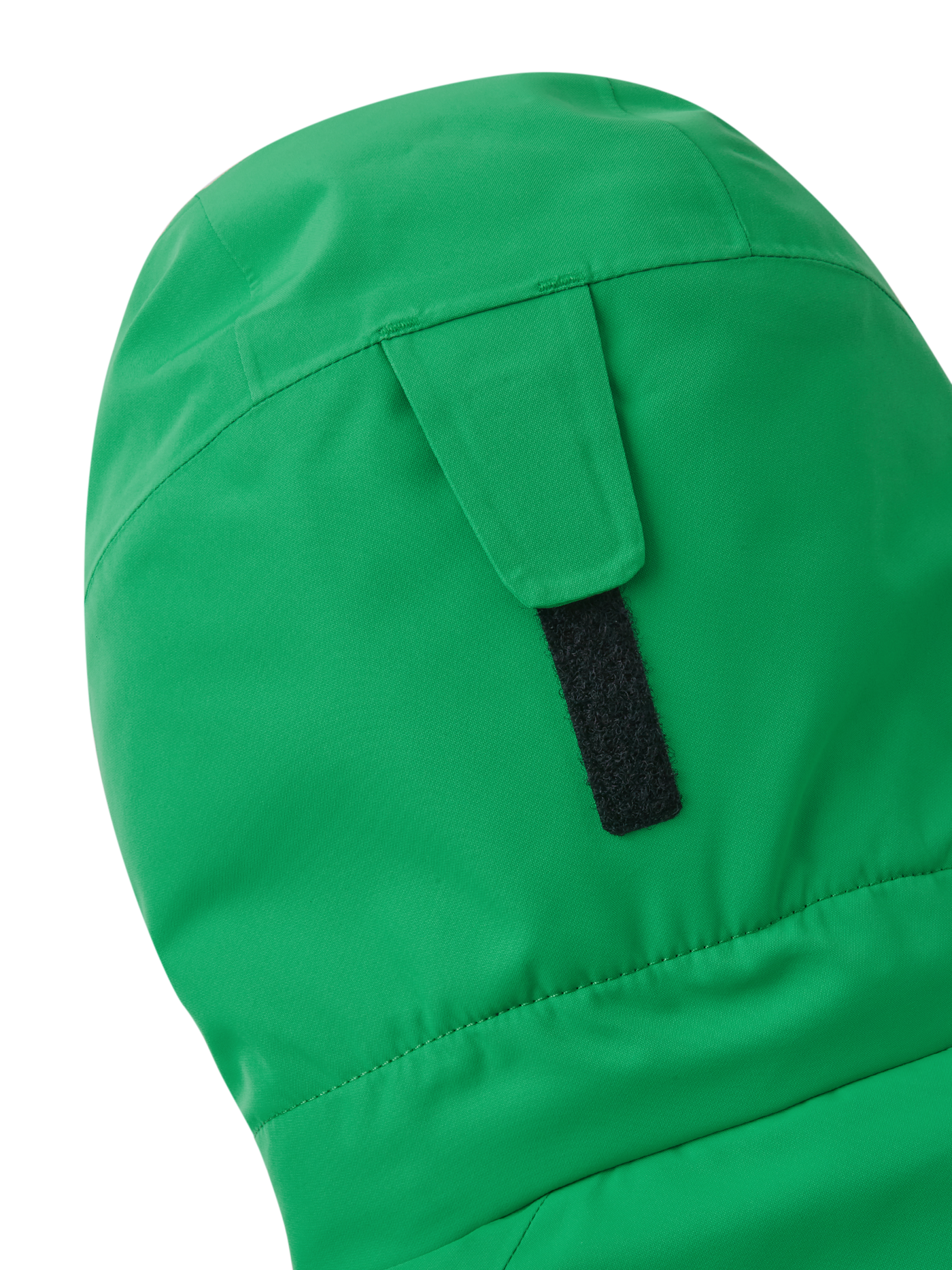 Reiman Reimatec Tieten -laskettelutakki vihreässä sävyssä lähikuvassa lähikuvassa huppu takaa