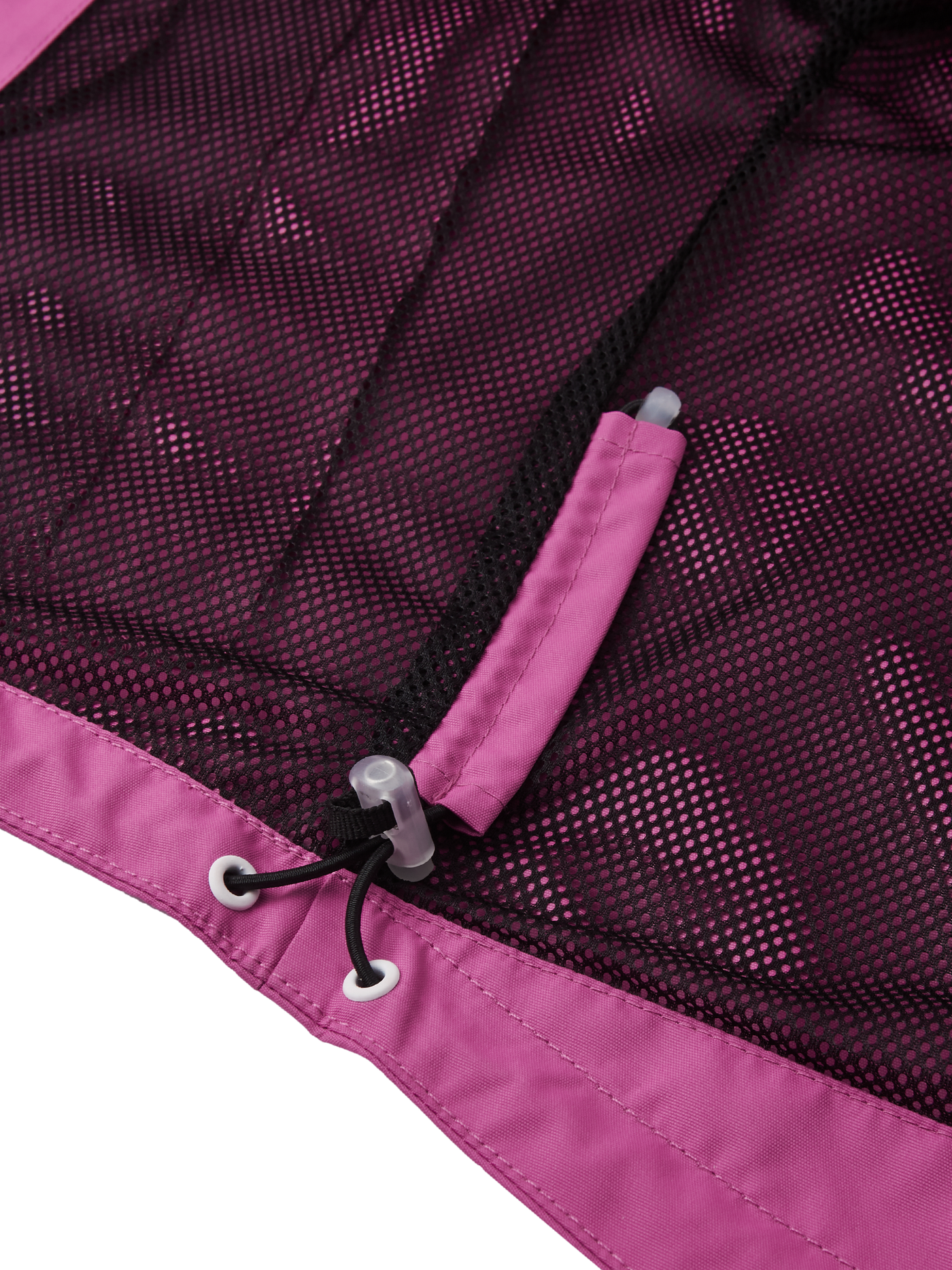 Reima Soutu lasten Reimatec takki värissä Magenta purple lähikuva helman kiristysnauhasta