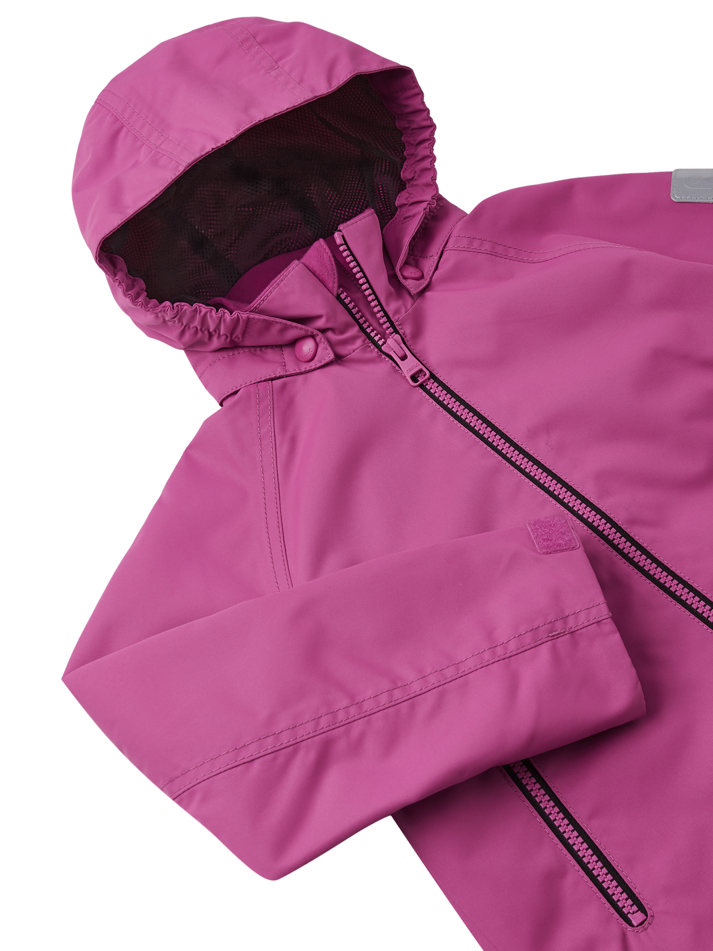 Reima Soutu lasten Reimatec takki värissä Magenta purple lähikuva yksityiskohdista