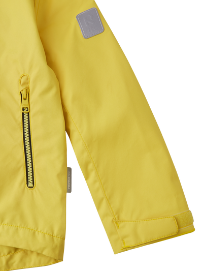 Reima Soutu lasten Reimatec takki värissä Maize Yellow lähikuva hihasta