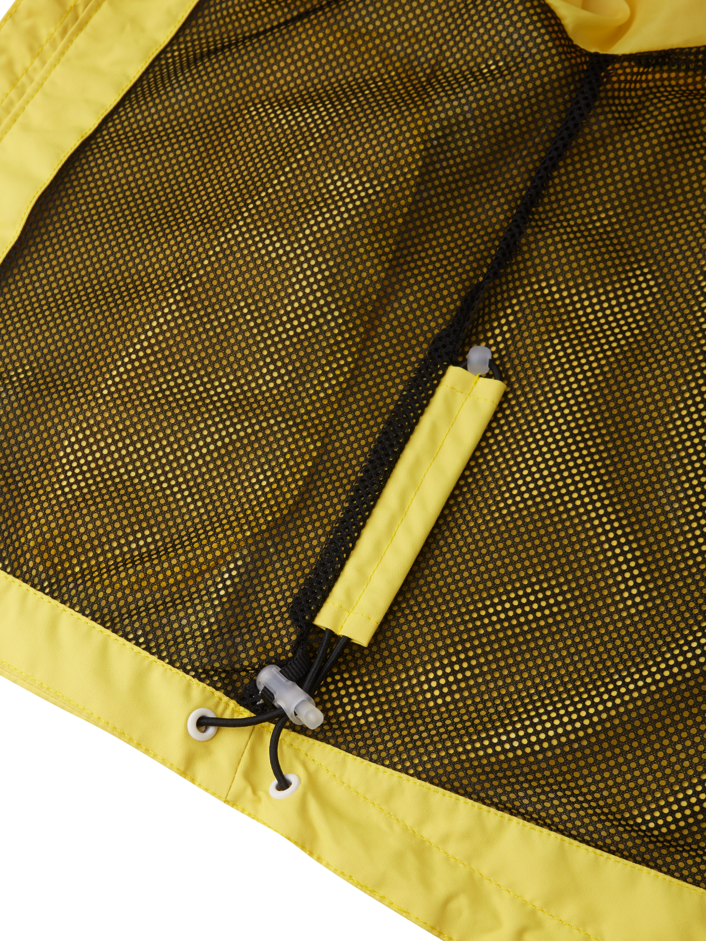 Reima Soutu lasten Reimatec takki värissä Maize Yellow lähikuva helman kiristysnauhasta