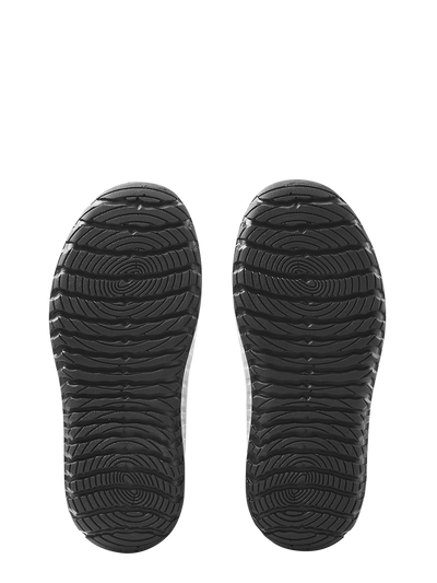 Reima Wetter vedenpitävät mustat varrelliset kengät kuvattuna kengänpohjat